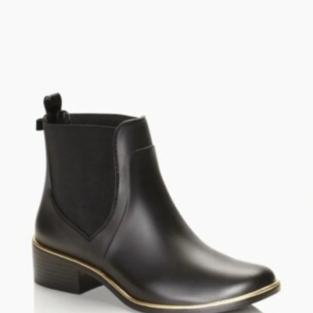 Kate Spade Black Ankle Booties with Gold Trim